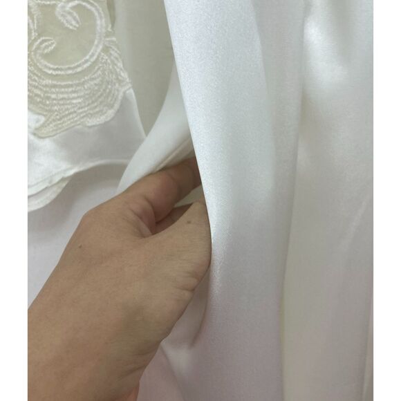 Morgan Taylor Vintage Ivory Bridal Robe S Long Satin - Picture 14 of 16